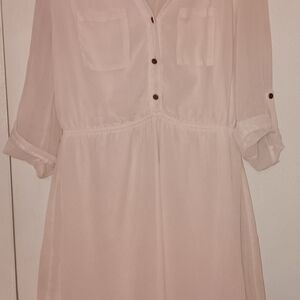 Elegant Cream Button-Up Dress